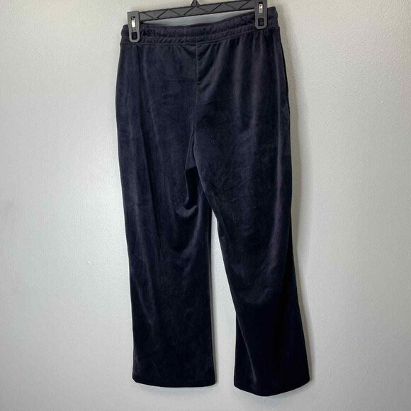 Ali Miles Velvet Pants Womens Medium Black Pull On Straight Leg Elastic Waist - Picture 6 of 11